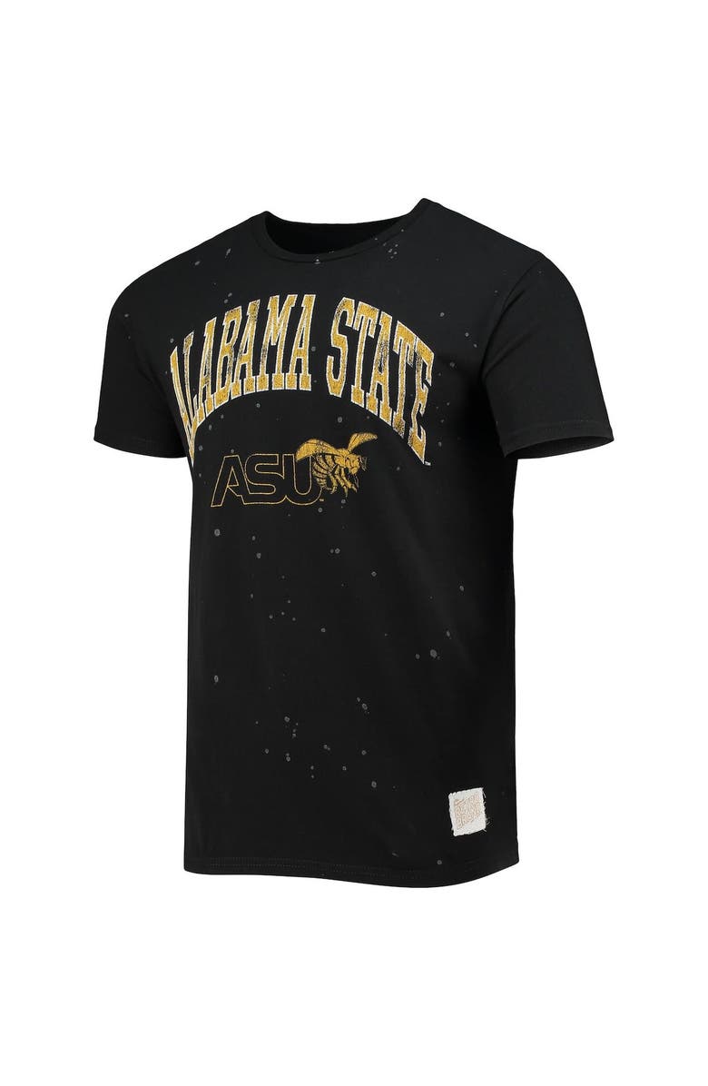 Retro Brand Men's Original Retro Brand Black Alabama State Hornets Bleach Splatter T-Shirt, Alternate, color, 