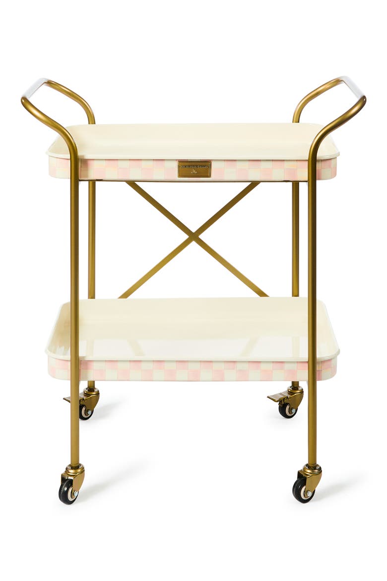 Rosy Check 2-Tier Kitchen Cart, Main, color, ROSY