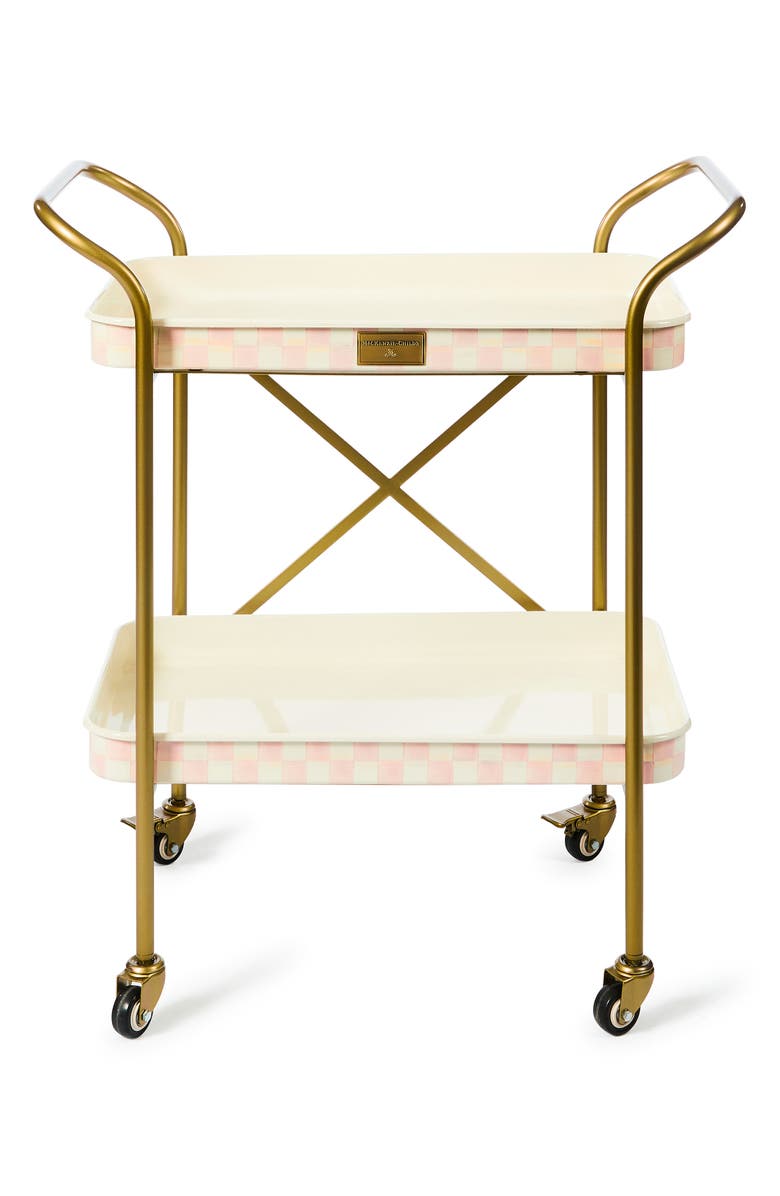 MACKENZIE CHILDS Rosy Check 2-Tier Kitchen Cart, Main, color, Rosy