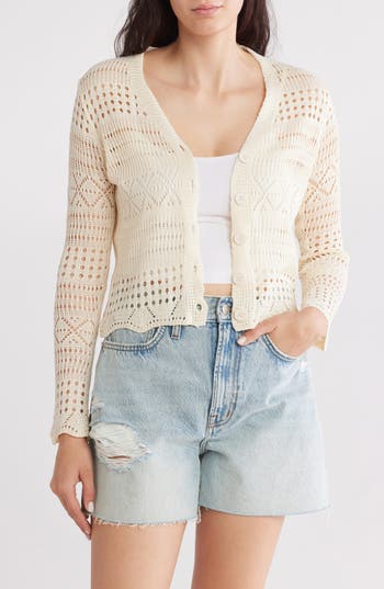 Forgotten Grace Open Stitch Cardigan In Neutral