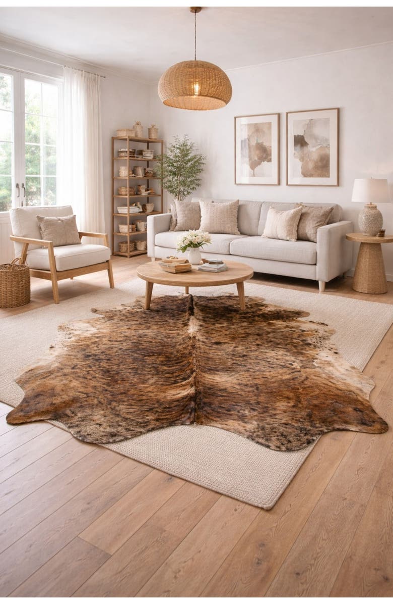 Rhacam Eco Hides Brindle Cowhide Rug  8'4" × 6'11", Alternate, color, Brindle