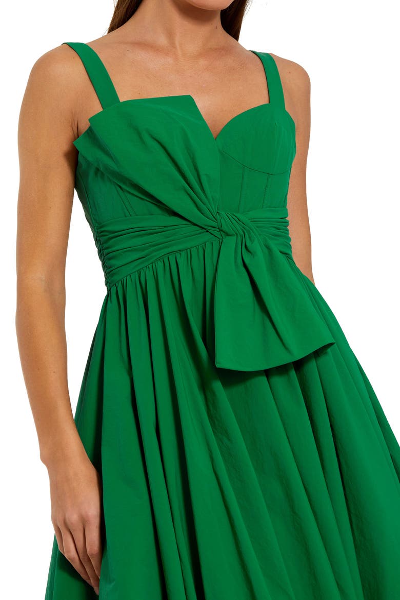 Pleated A-Line Gown with Twist Bow Detail, Alternate, color, Spring Green