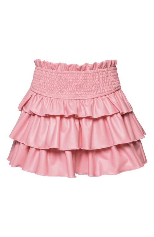 Shop Hannah Banana Kids' Tiered Faux Leather Skirt In Pink