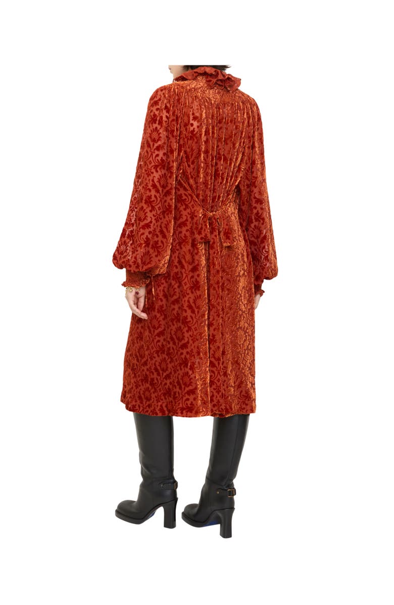Burberry Baroque Silk Blend Velvet Dress, Alternate, color, Dragon Red