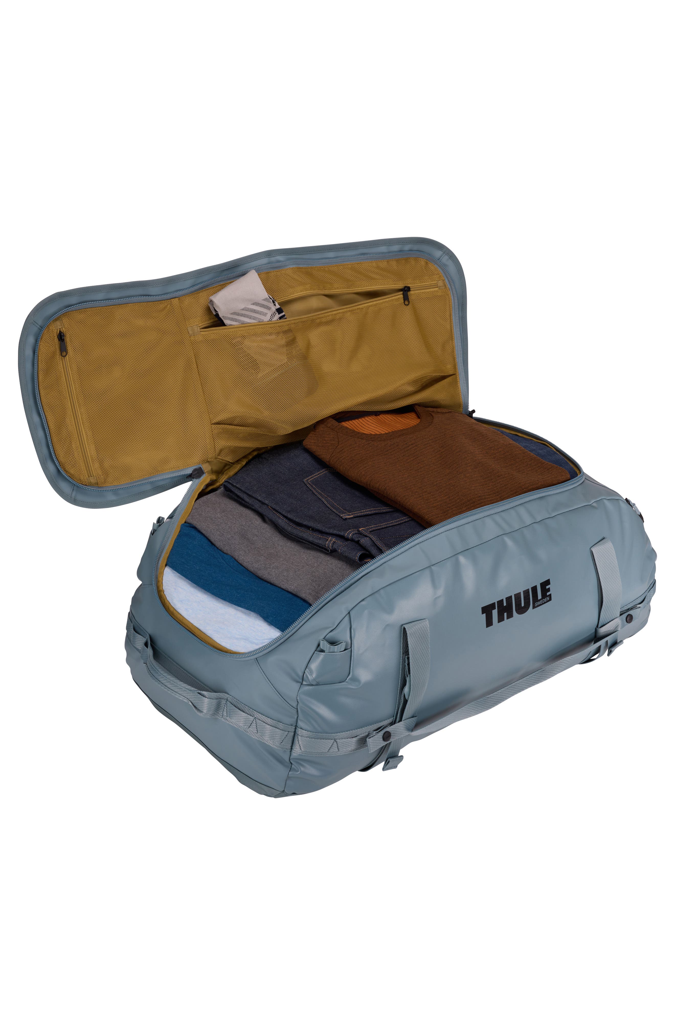 Thule Chasm 90-Liter Duffle Bag, Alternate, color, Pond Gray