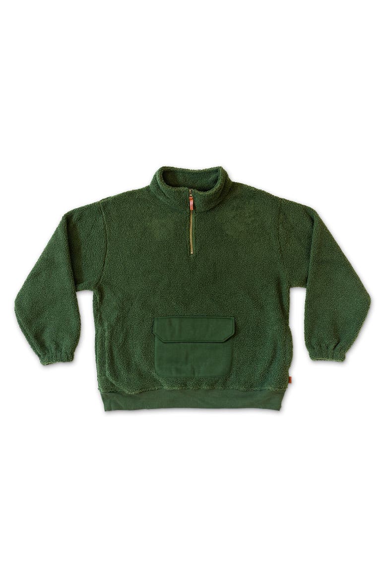 Goumi Adult Faux Shearling Organic Zip Pullover, Main, color, Spruce