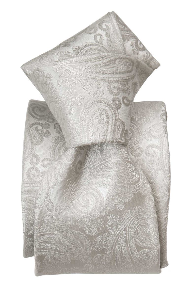 Soave - Silk Jacquard Tie for Men, Alternate, color, Silver Pearl