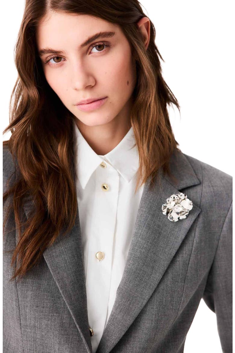 Short slim-fit suit jacket, Alternate, color, Grey