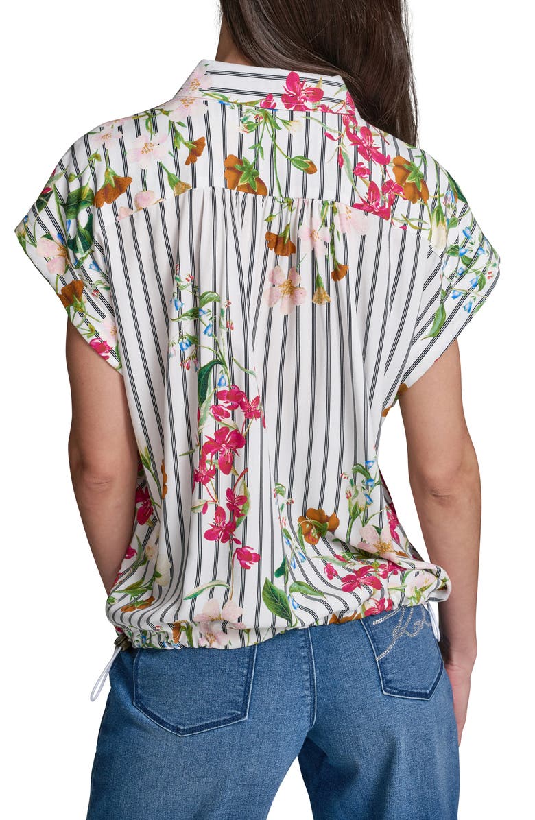 KARL LAGERFELD PARIS Floral & Stripe Button-Up Shirt, Alternate, color,