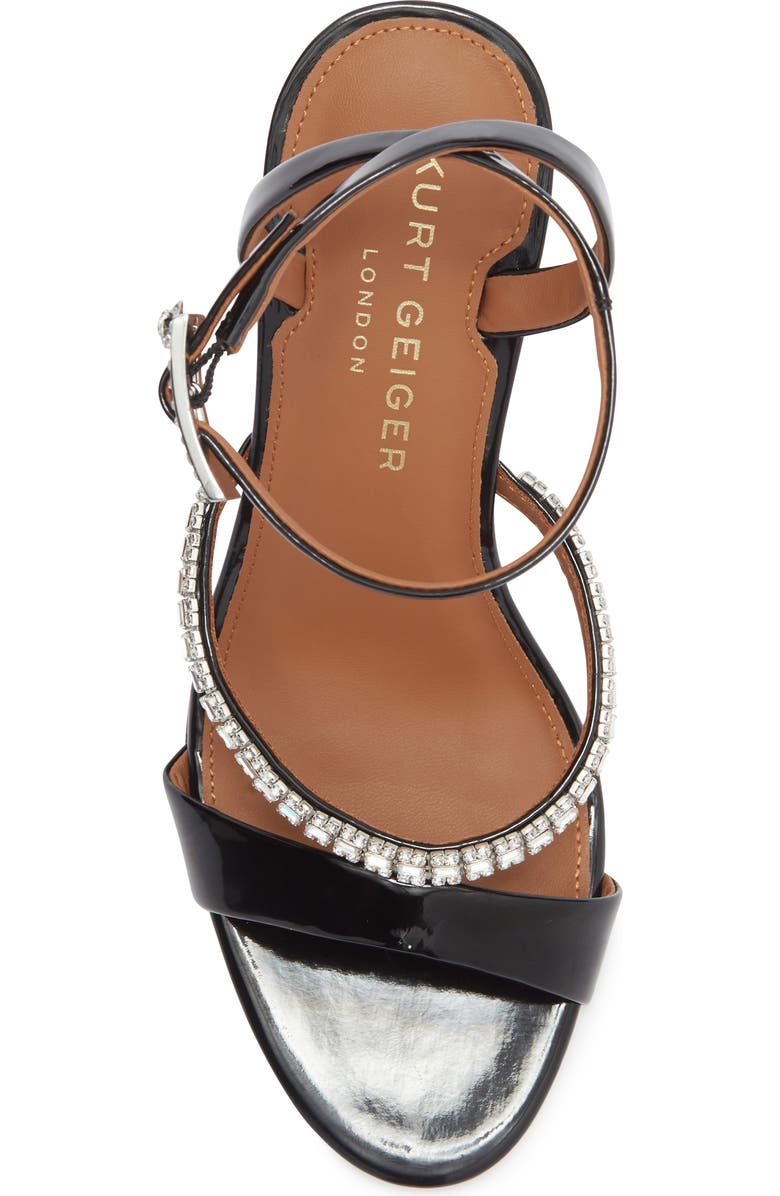 Kurt Geiger London Crystal Embellished Patent Ankle Strap Sandal, Alternate, color, Black