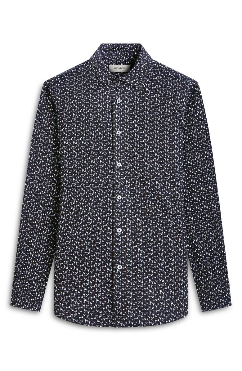 Bugatchi James OoohCotton<sup>®</sup> Martini Print Button-Up Shirt, Alternate, color, Black
