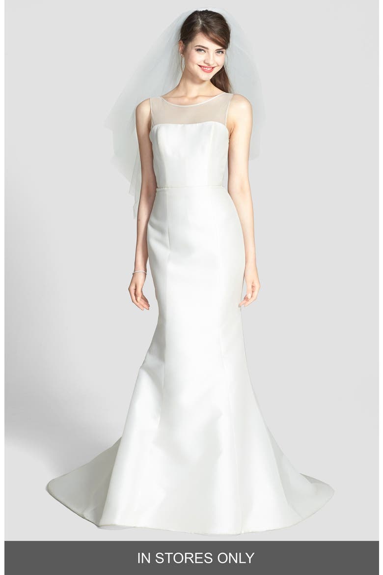 Preston Silk Magnolia Sheath Wedding Dress, Alternate, color, IVORY