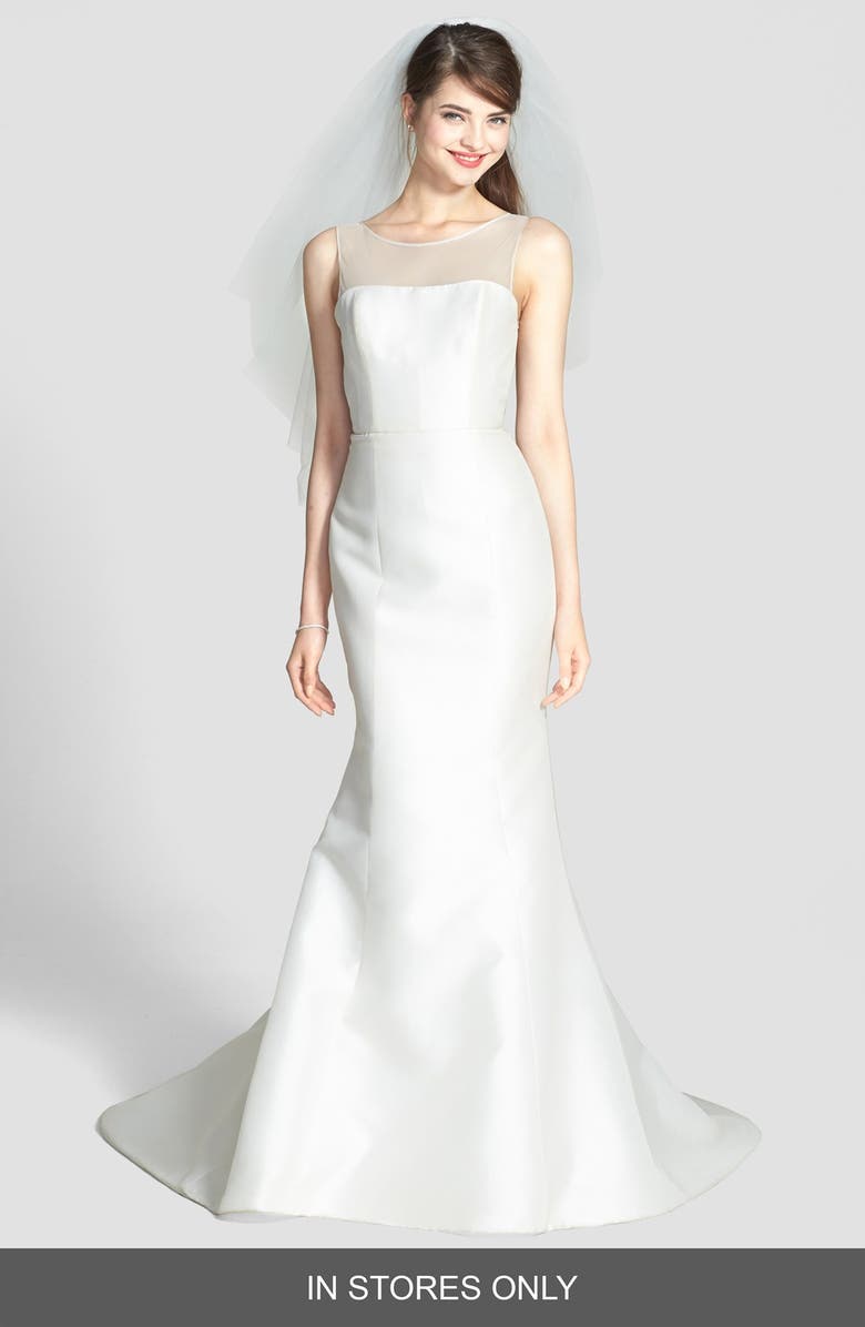 Amsale Preston Silk Magnolia Sheath Wedding Dress, Alternate, color, 