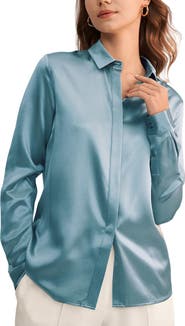 Lilysilk LILYSILK Women's Basic Concealed Placket Silk Shirt