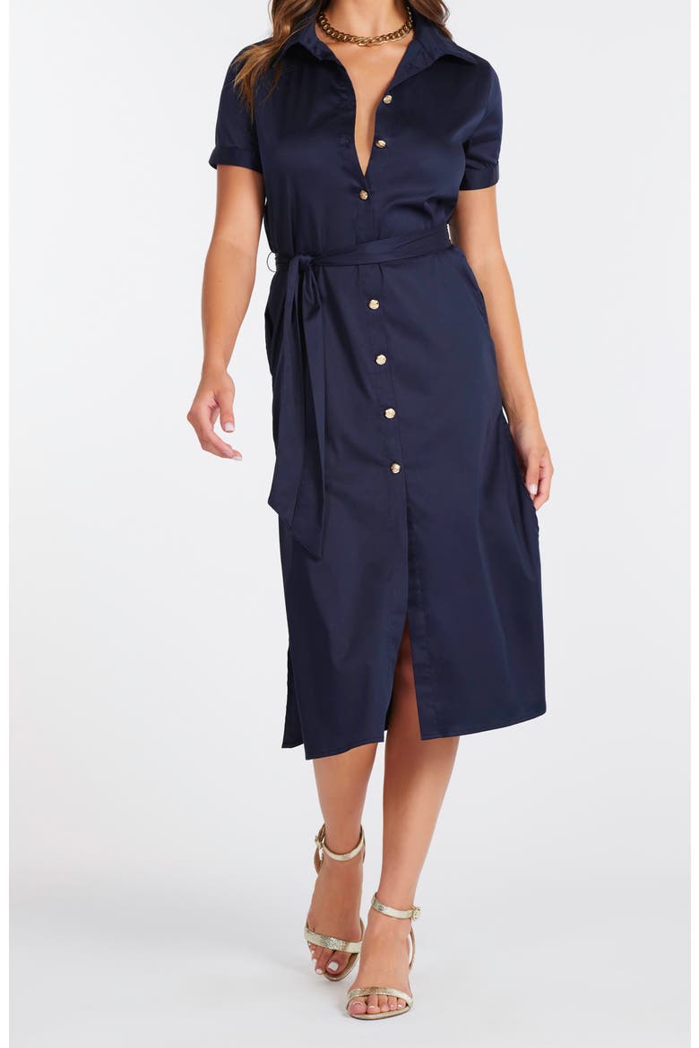 Lauren Button Front Shirt Dress, Main, color, Indigo