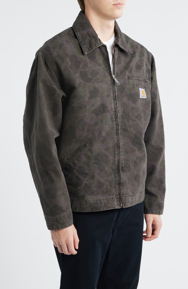 Carhartt Work In Progress Duck Detroit Camo Organic Cotton Canvas Zip Jacket, Alternate, color, Camo Duck