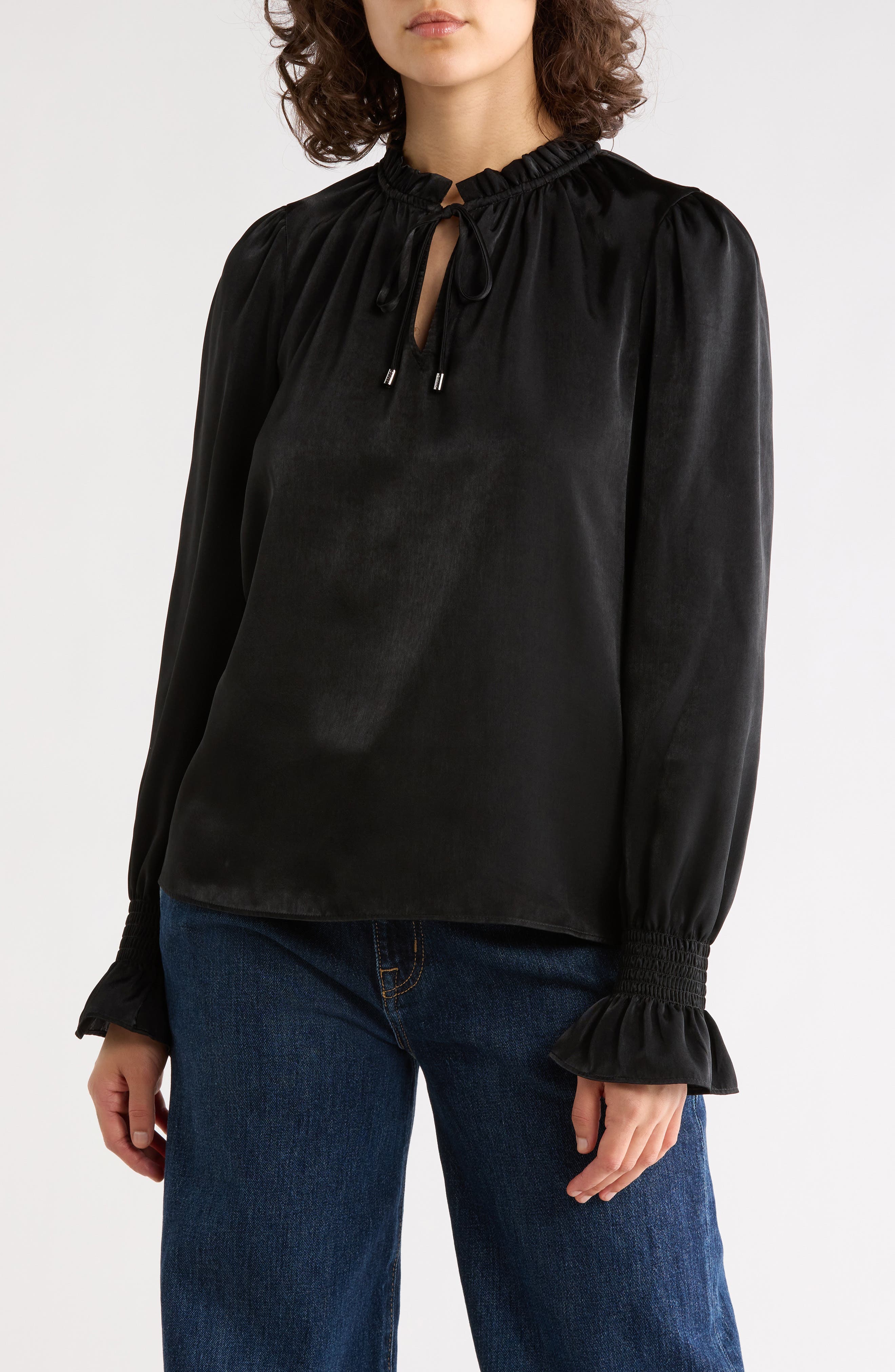 DKNY Crinkle Long Sleeve Top
