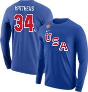Nike Men's Nike Auston Matthews Royal US Hockey 2026 Name & Number Long Sleeve T-Shirt