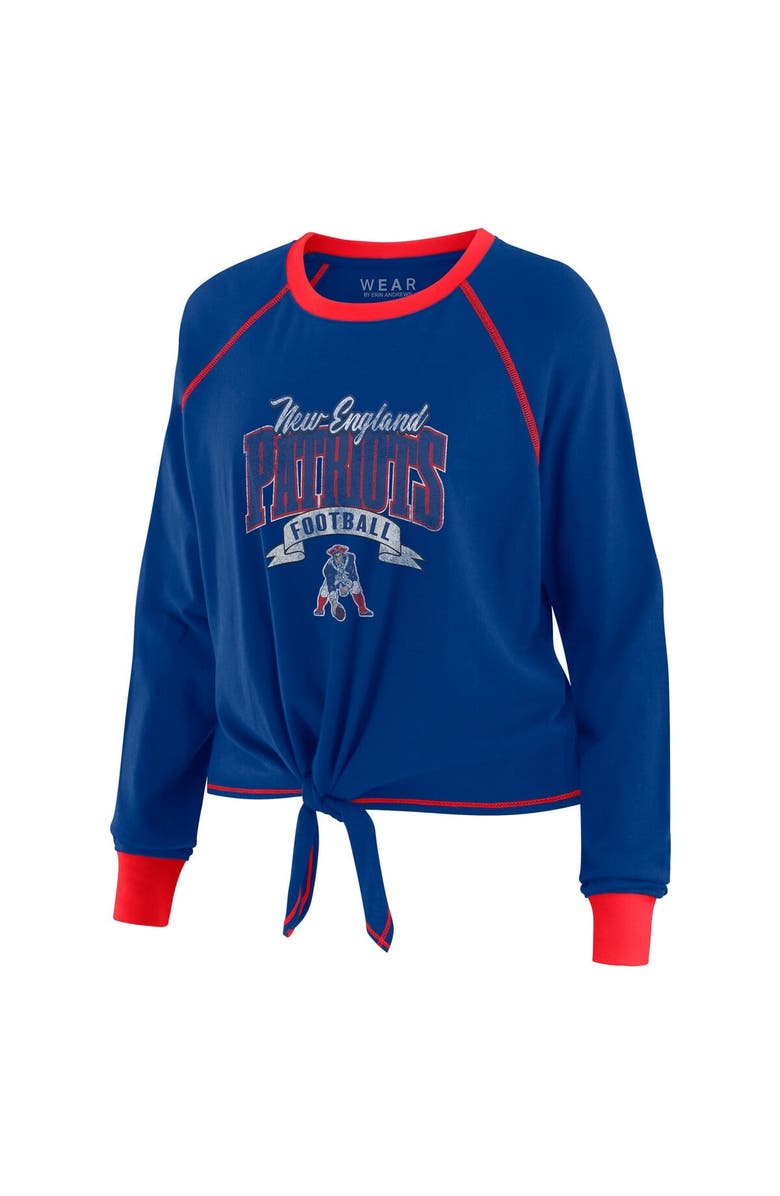 WEAR by Erin Andrews Women's WEAR by Erin Andrews Royal/Red New England Patriots Tie-Front Long Sleeve Top, Alternate, color, Royal