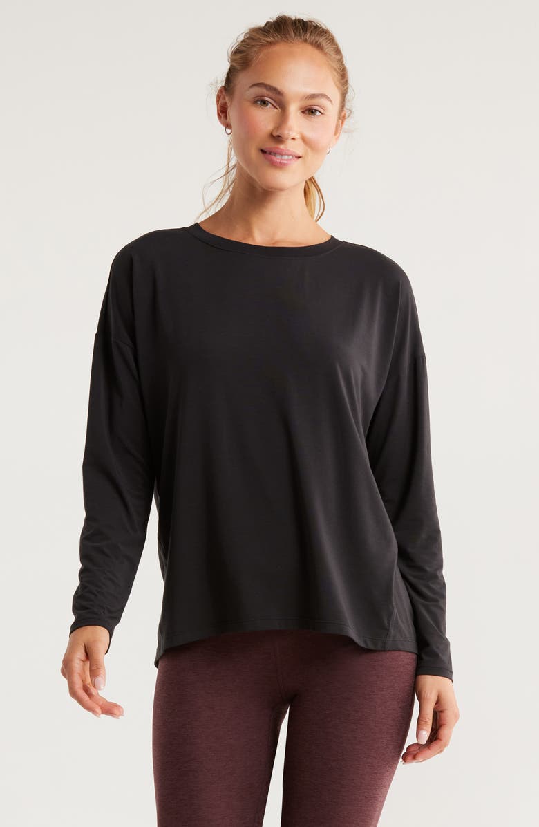 Zella Breathe Long Sleeve Split Back T-Shirt, Main, color, 