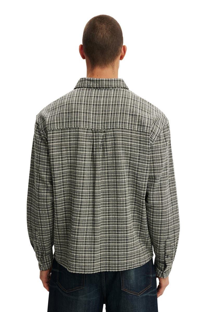 Cotton On Men's Remi Long Sleeve Shirt, Alternate, color, Black Textured Check