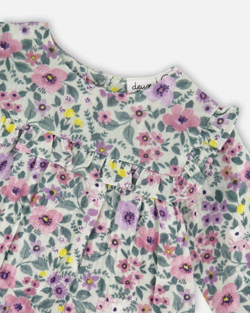 Deux Par Deux Muslin Dress And Solid Leggings Set In Multi
