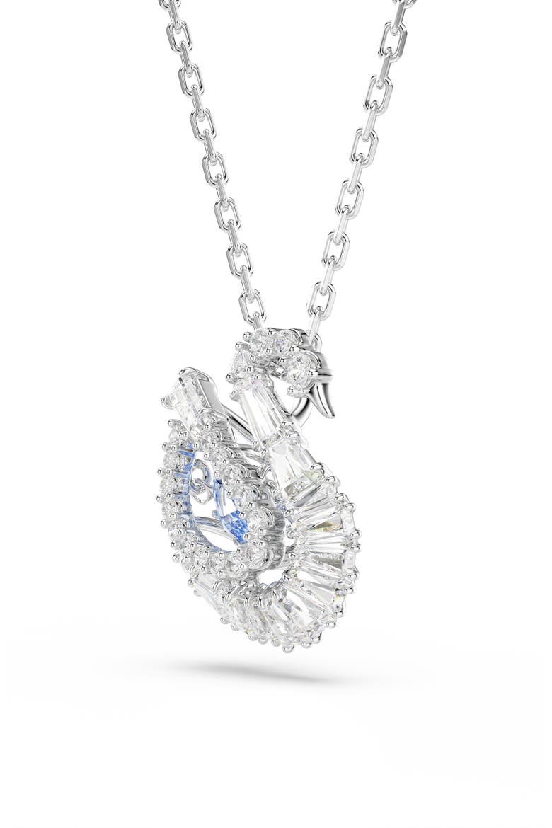 Crystal Swan Pendant Necklace, Alternate, color, SILVER/ BLUE