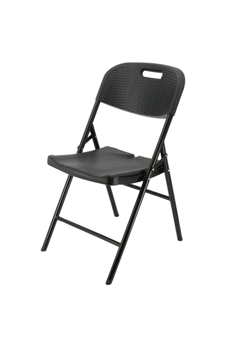 4 Piece Indoor and Outdoor Rattan Folding Chair, Alternate, color, Black