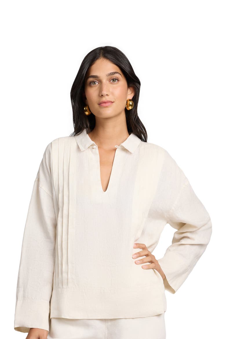 Linen Pintuck Popover Shirt, Alternate, color, NATURAL