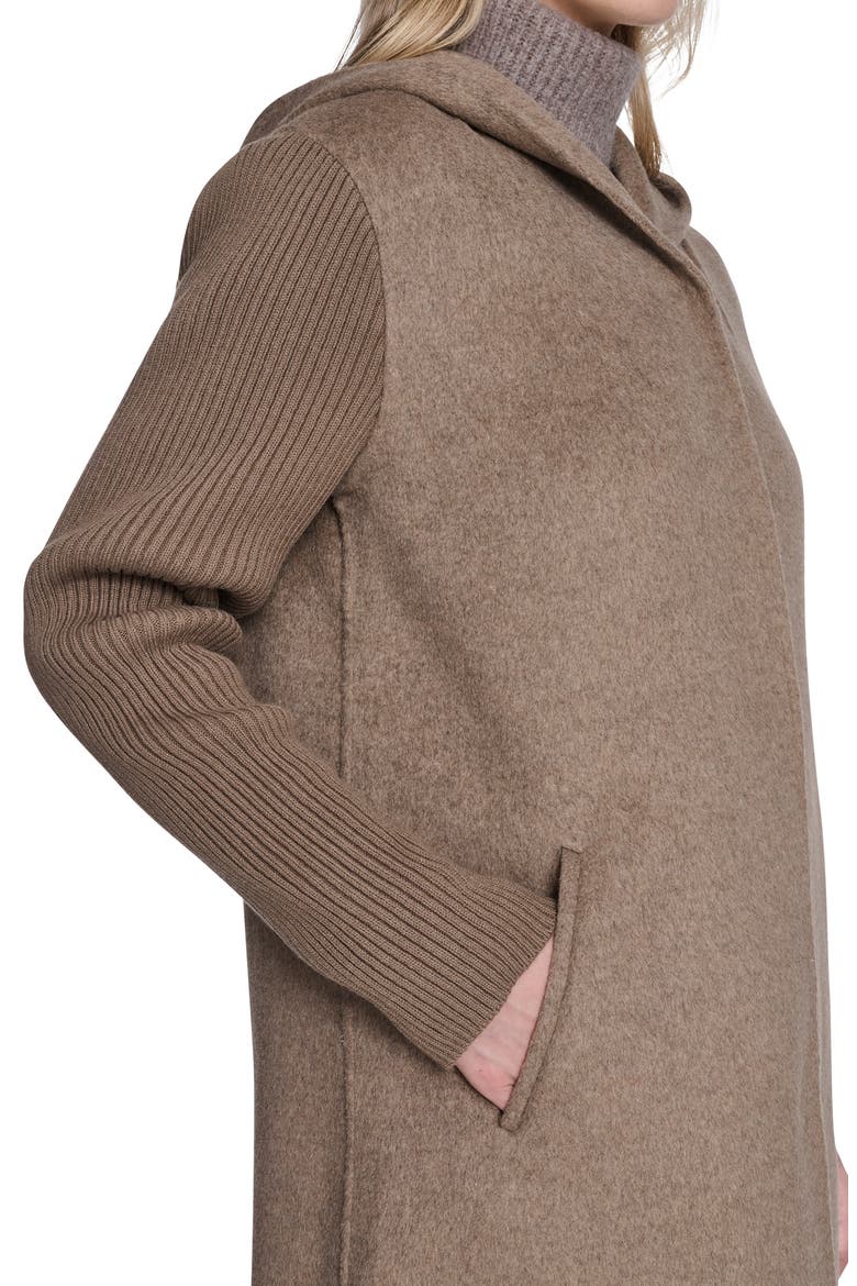 Double Face Wool Blend Hooded Coat, Alternate, color, NUTMEG