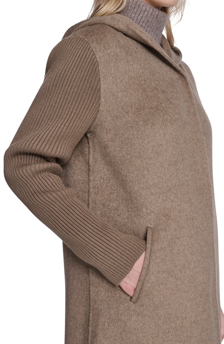 Kenneth Cole New York Double Face Wool Blend Hooded Coat, Alternate, color, Nutmeg