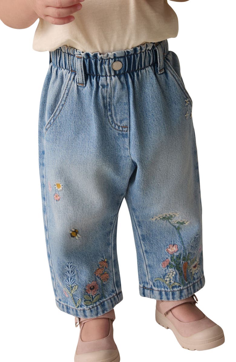 NEXT Kids' Bee Embroidered Wide Leg Jeans, Alternate, color, 
