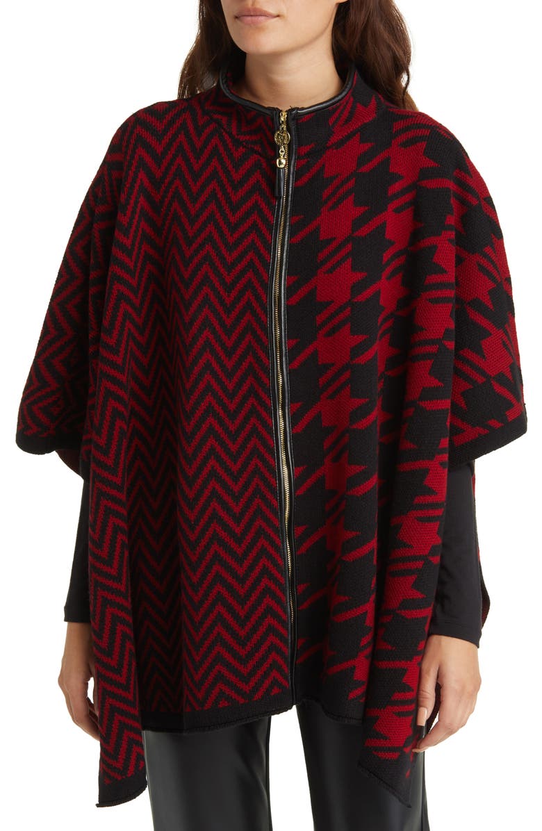 Anne Klein Mix Pattern Zip Cape, Main, color, 