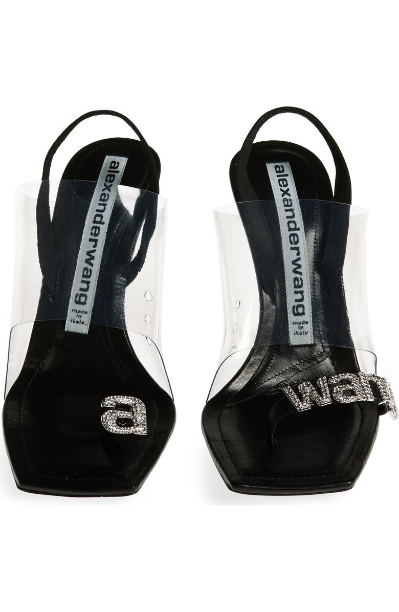 Alexander Wang Kaia Clear Strap Crystal Logo Sandal, Alternate, color,
