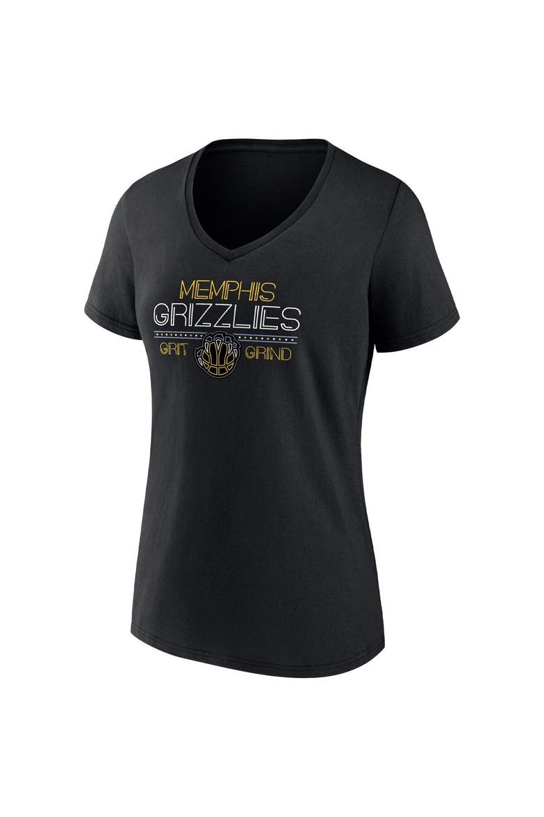 Women's Fanatics Branded Black Memphis Grizzlies Hometown Collection Grit Grind V-Neck T-Shirt, Alternate, color, Black