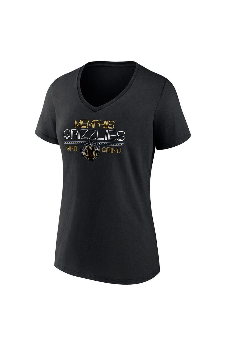 FANATICS Women's Fanatics Branded Black Memphis Grizzlies Hometown Collection Grit Grind V-Neck T-Shirt, Alternate, color, Black