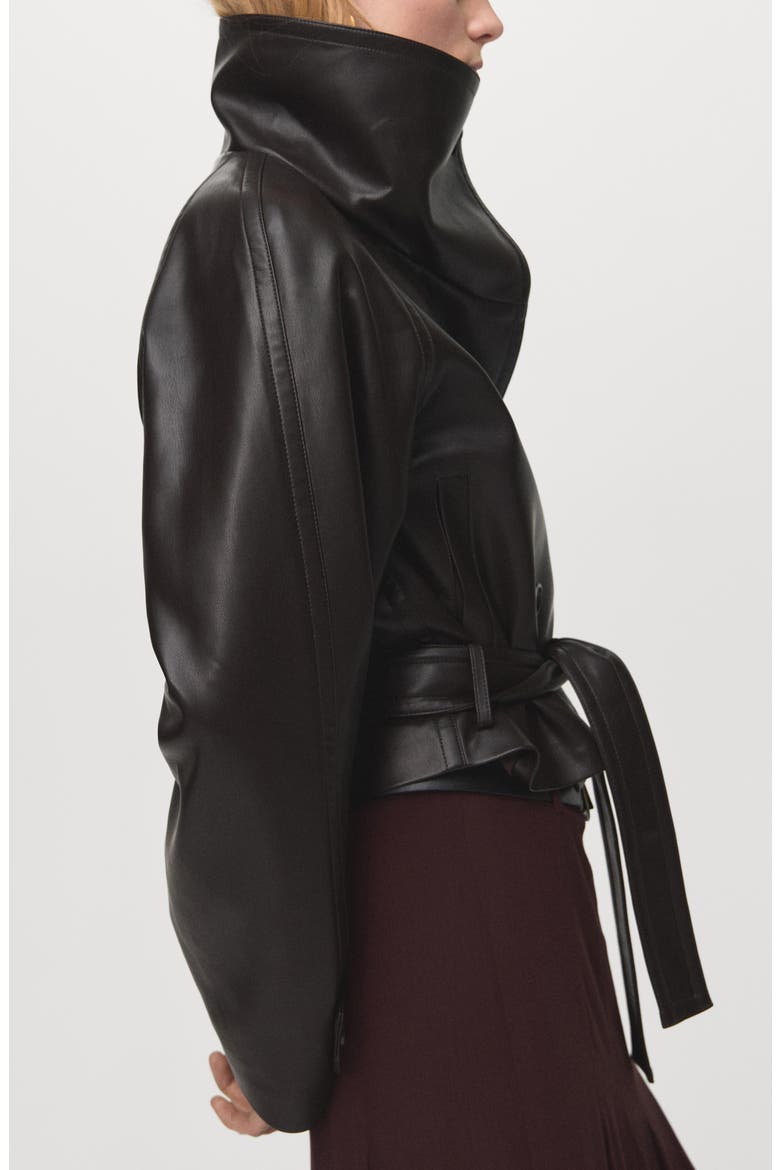 Faux Leather Maxi Jacket, Alternate, color, BROWN