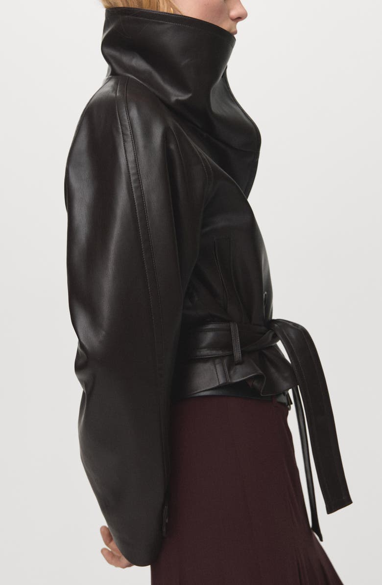 MANGO Faux Leather Maxi Jacket, Alternate, color, 