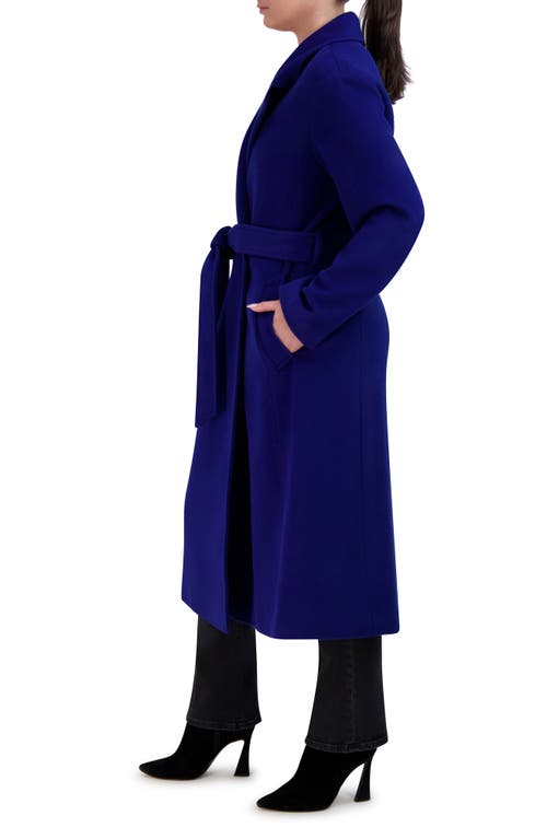Cole Haan Luxe Wool-blend Belted Oversized Coat In Cobalt
