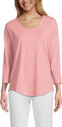 Lands' End Plus Size 3/4 Sleeve Lightweight Jersey Shirttail Tee