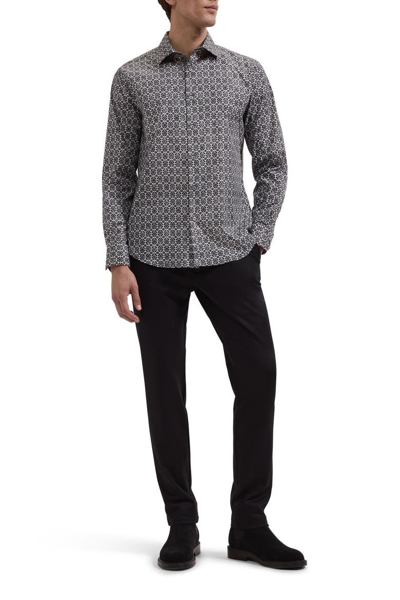Axel Shaped Long Sleeve Patterned Shirt, Alternate, color, GRAPHITE