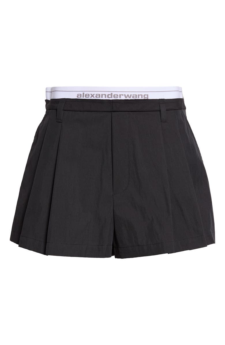 Alexander Wang Pleated High Waist Shorts, Main, color, Black