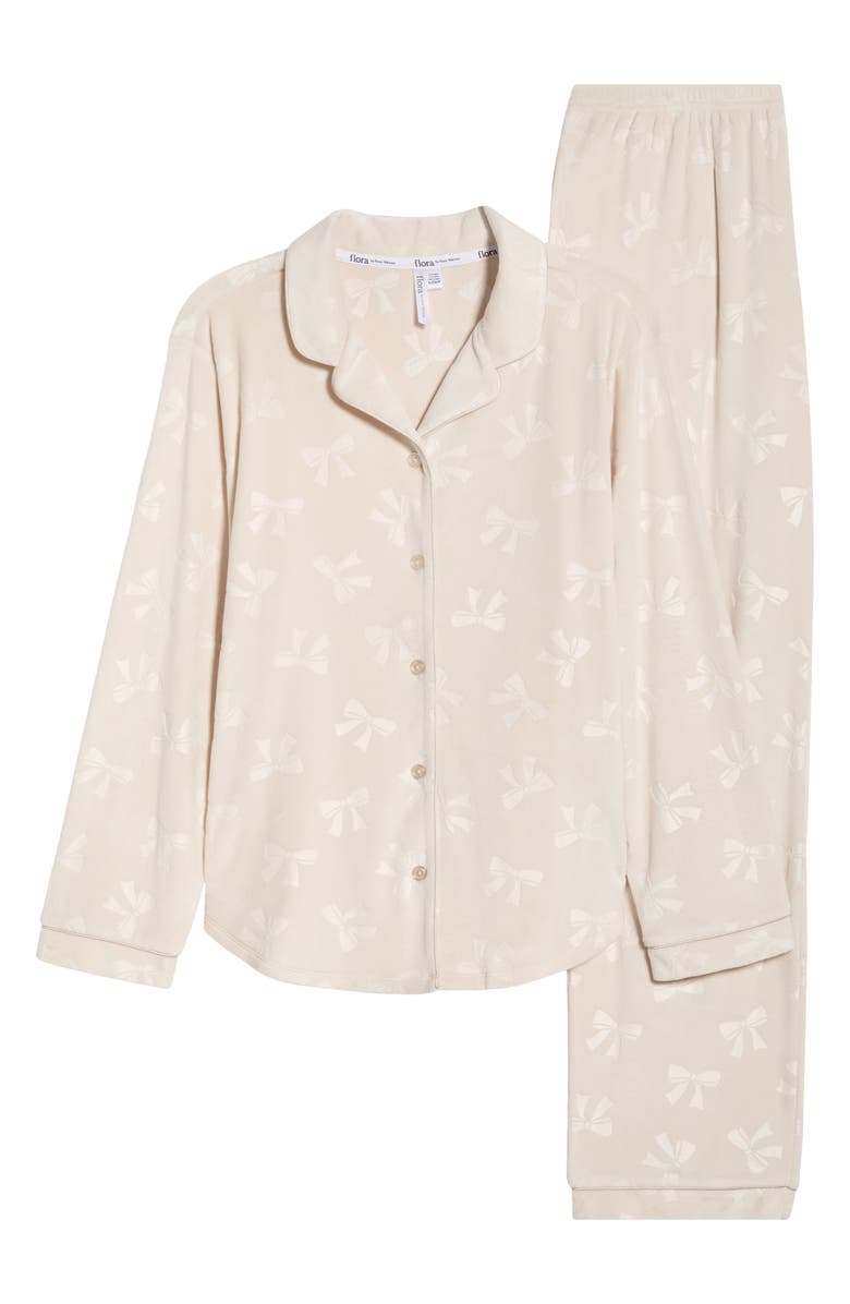 Flora By Flora Nikrooz Addie Velour Long Pajamas, Alternate, color, Sand