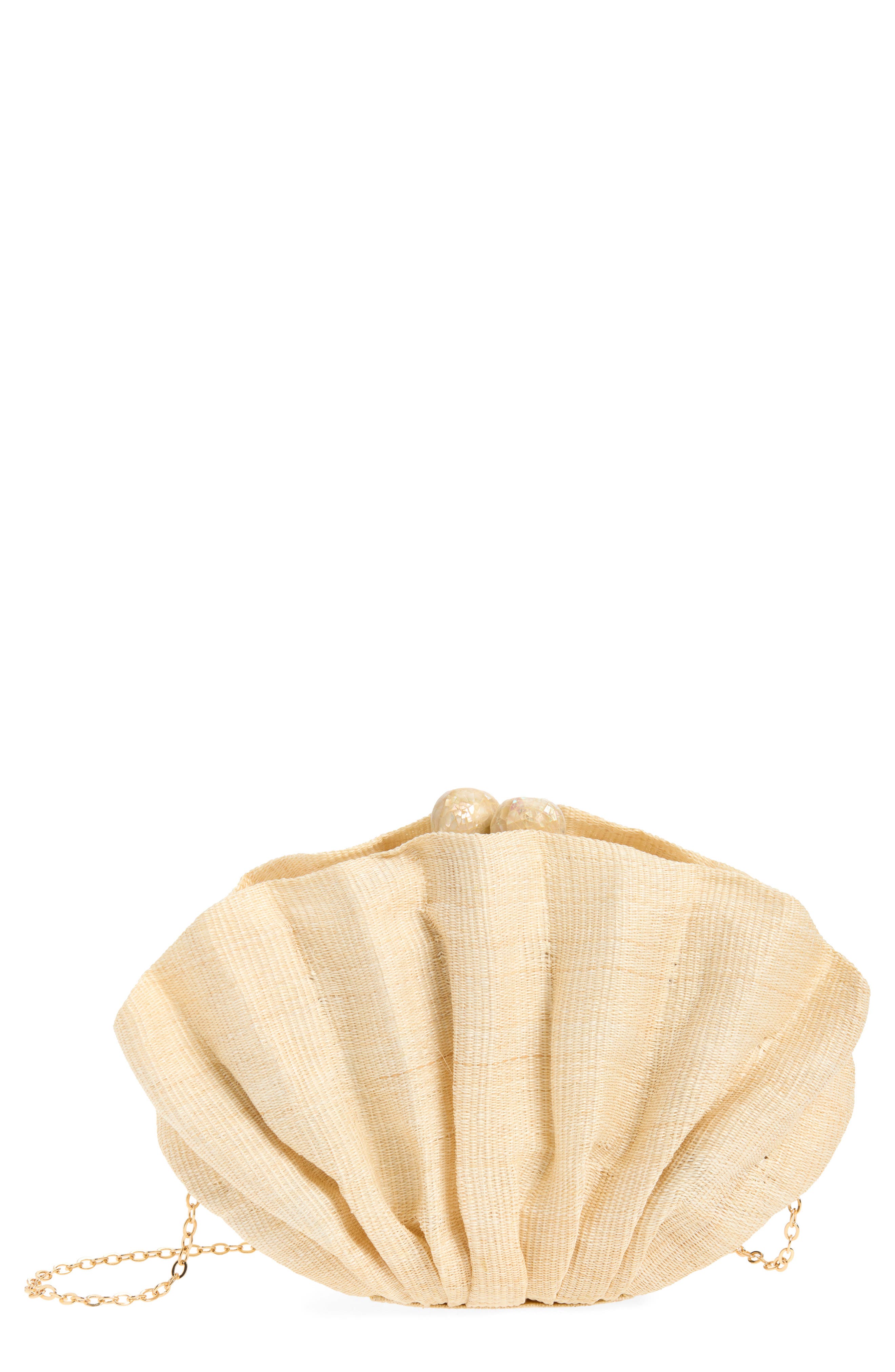 POOLSIDE The Origami Scallop Clutch, Main, color, Sand