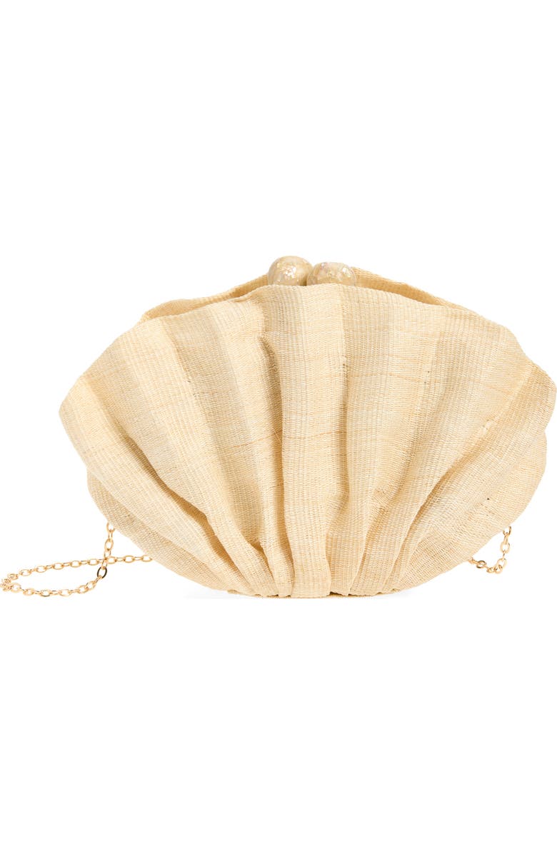 POOLSIDE The Origami Scallop Clutch, Main, color, Sand