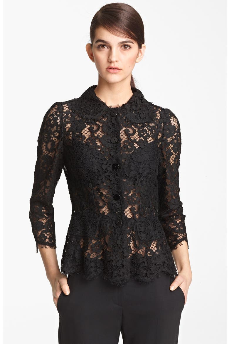 Sheer Lace Jacket, Main, color, BLACK