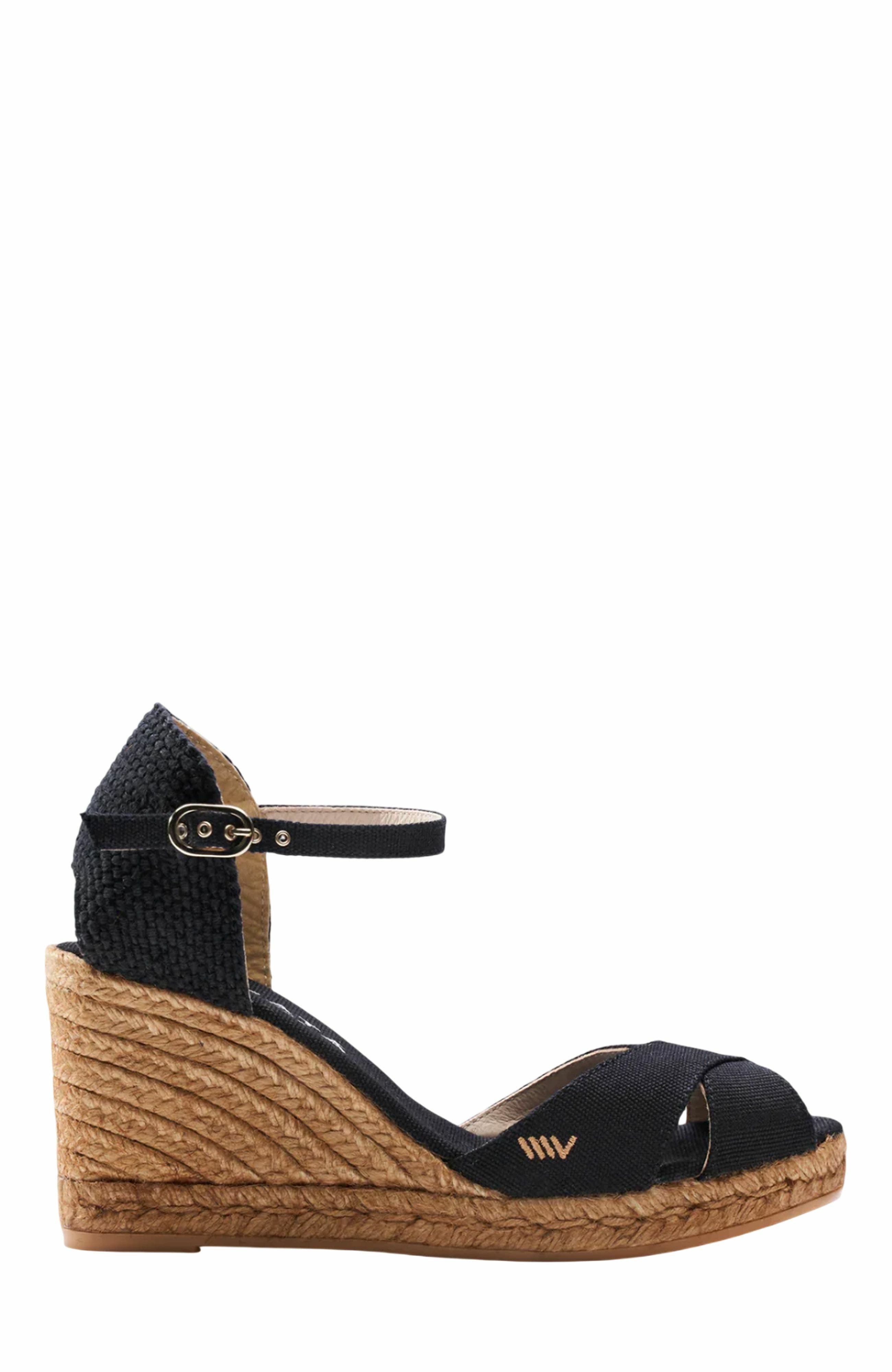 VISCATA Aiguablava Canvas Espadrille Sandal Wedges, Main, color, Black