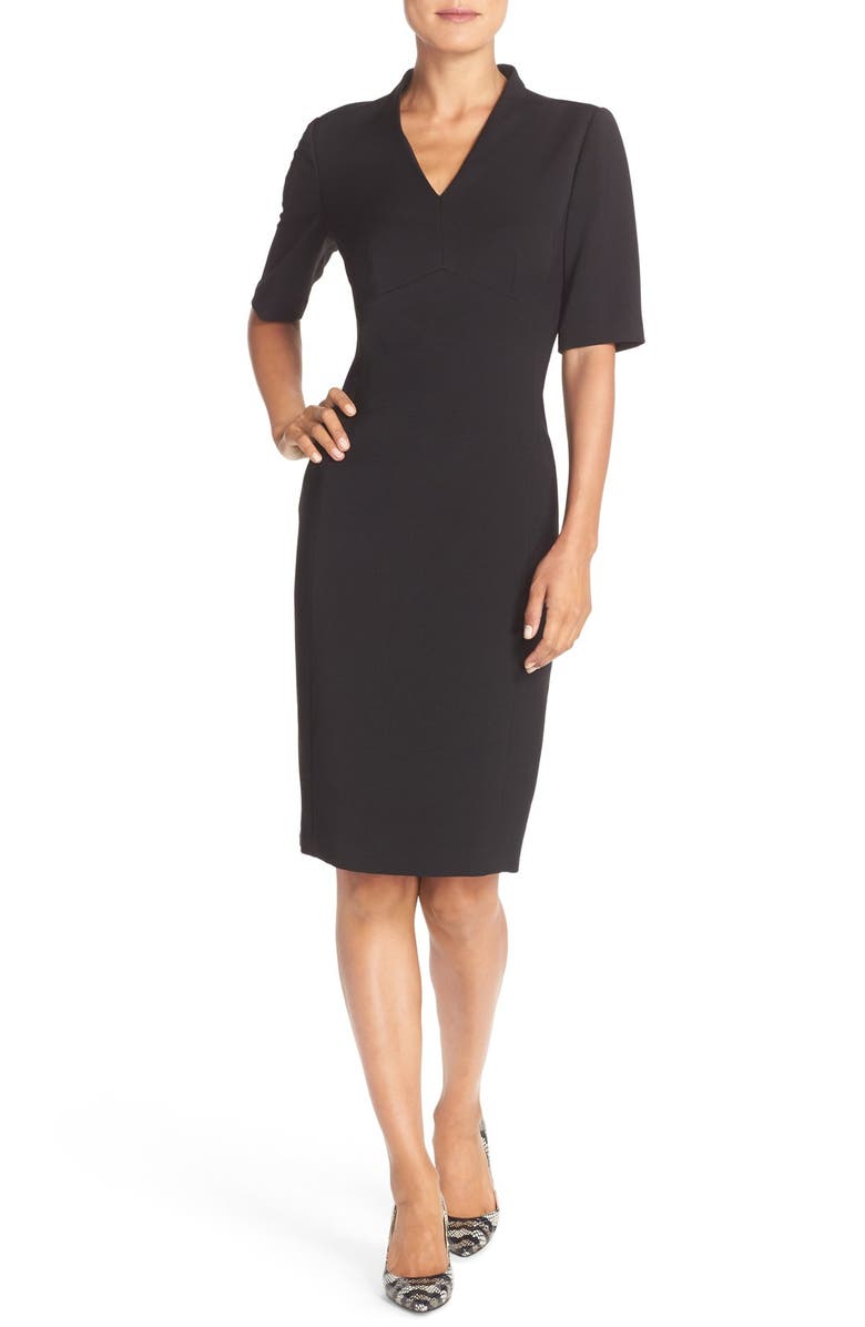 Tahari V-Neck Woven Sheath Dress, Alternate, color, 