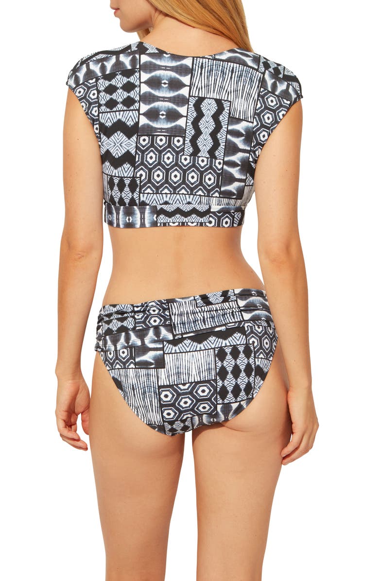 BLEU by Rod Beattie Island Time Tie Front Cap Sleeve Bikini Top, Alternate, color,