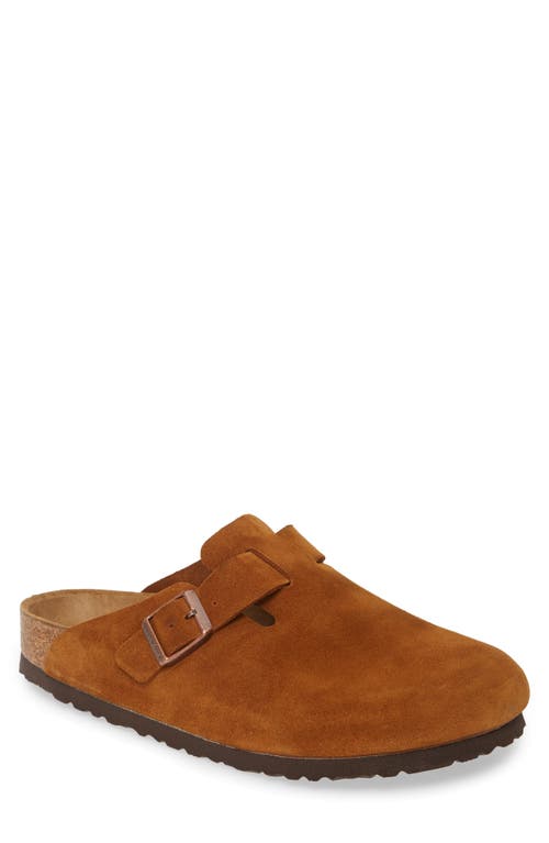 Birkenstock Boston Oiled Nubuck Leather Unisex Clogs In Cognac